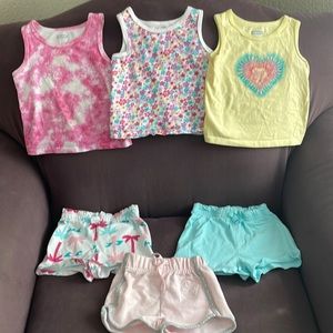 Three shirts and three shorts